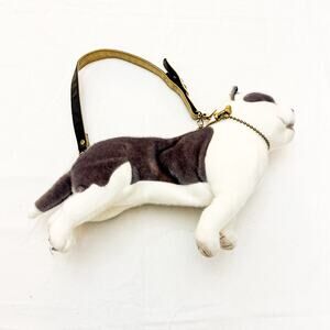 Animal Bag Fuzzy Nation Boston Terrier Black White Dog Purse Rhinestone Foot